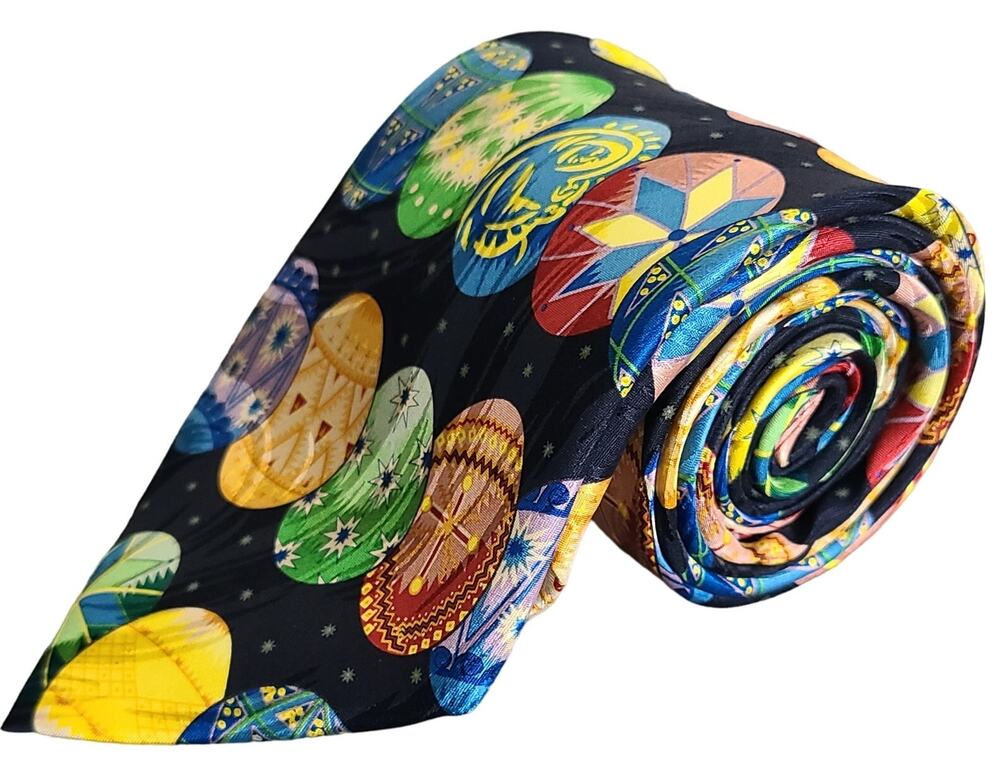 Keith Daniels Golf Ball Novelty Print Silk Necktie Handmade Made in China 60x4